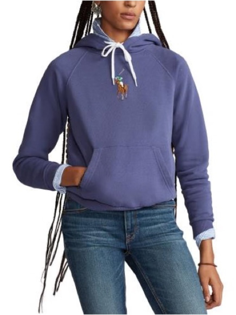 Polo Ralph Lauren Center Big Pony Fleece Hoodie Blue Purple Size Medium